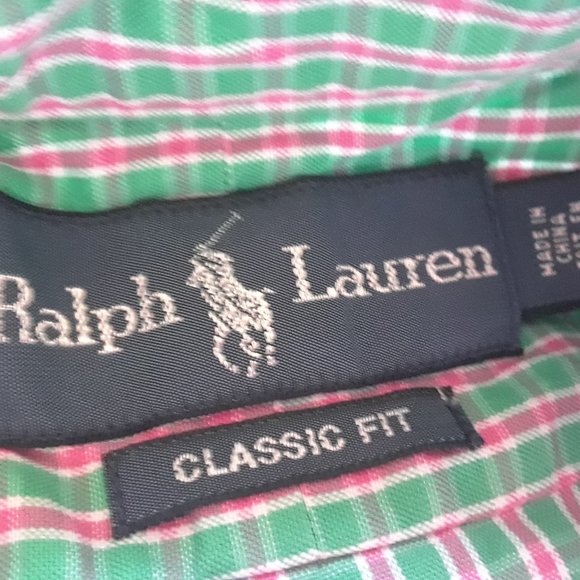 Pink / Green Polo by Ralph Lauren dress shirt - Picture 6 of 8